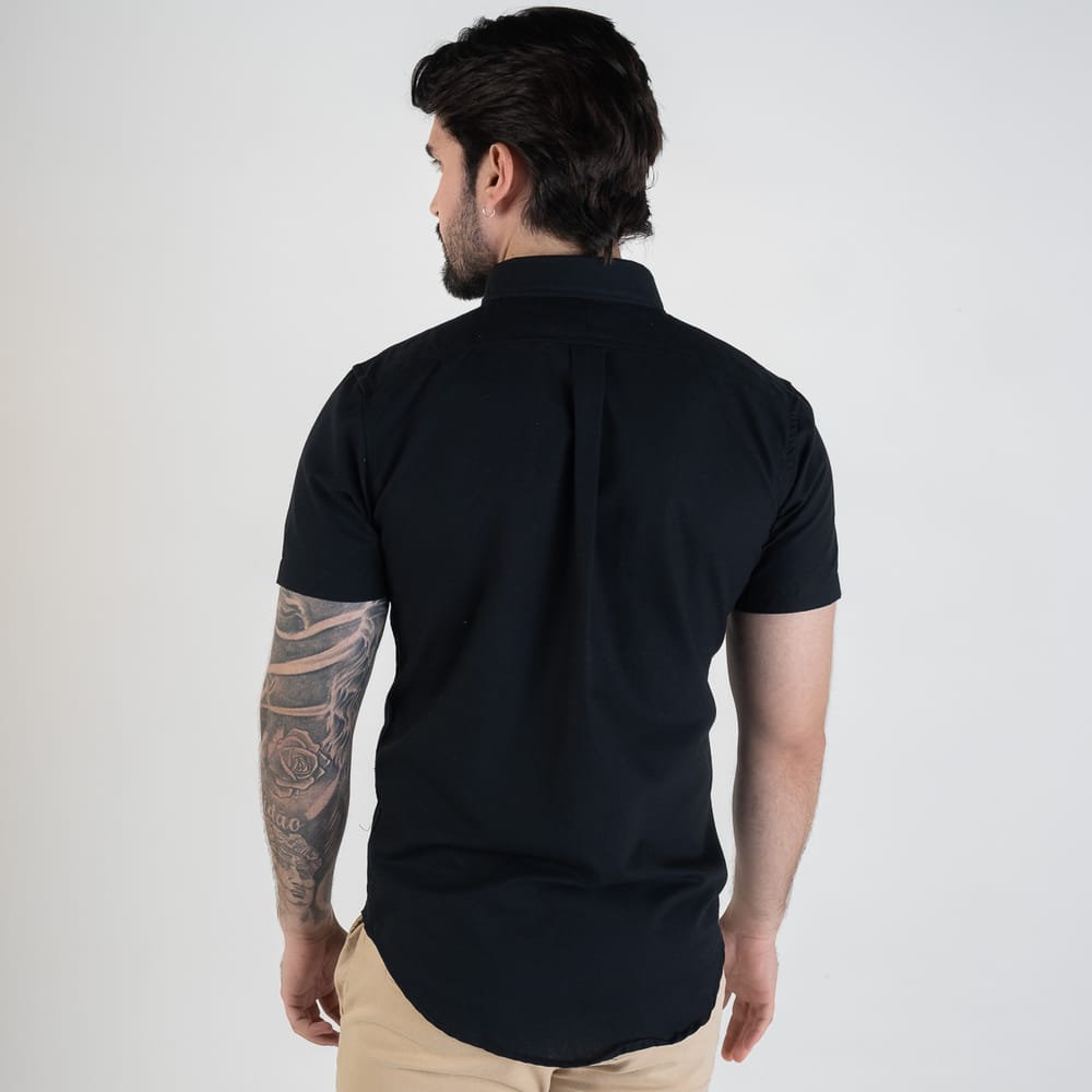 Camisa Hombre Negra Manga Corta