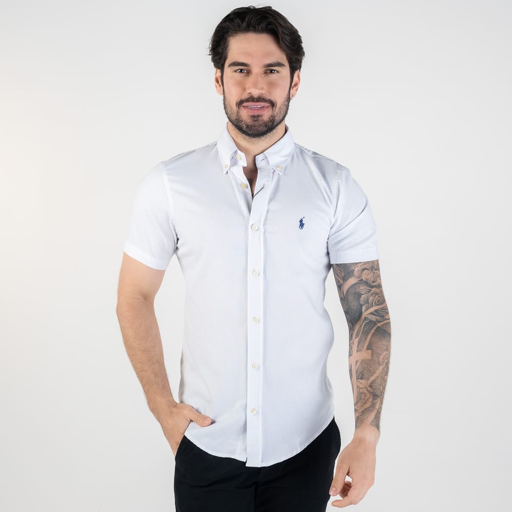 Camisa Hombre Blanca Manga Corta Clasica