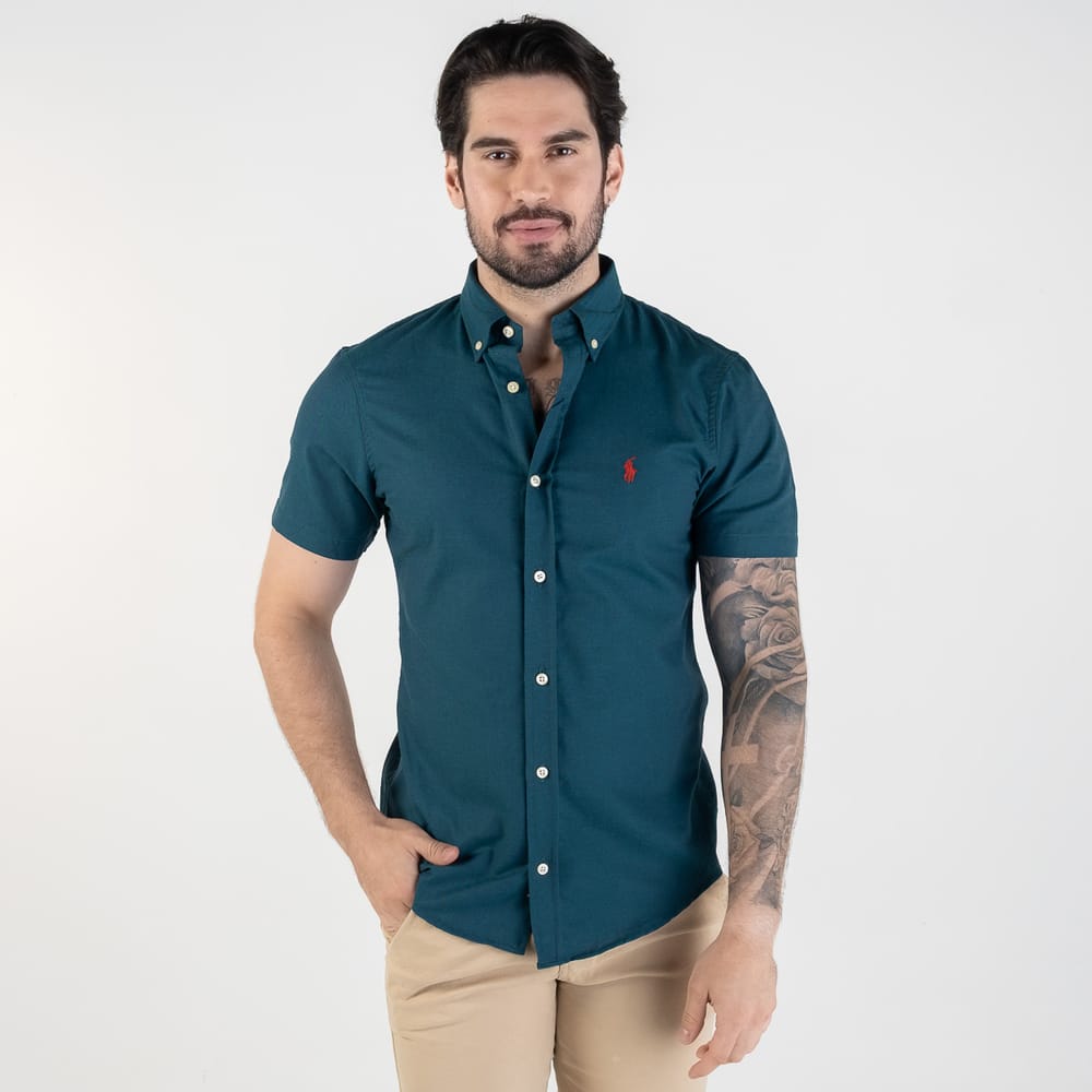 Camisa Hombre Petroleo Manga Corta