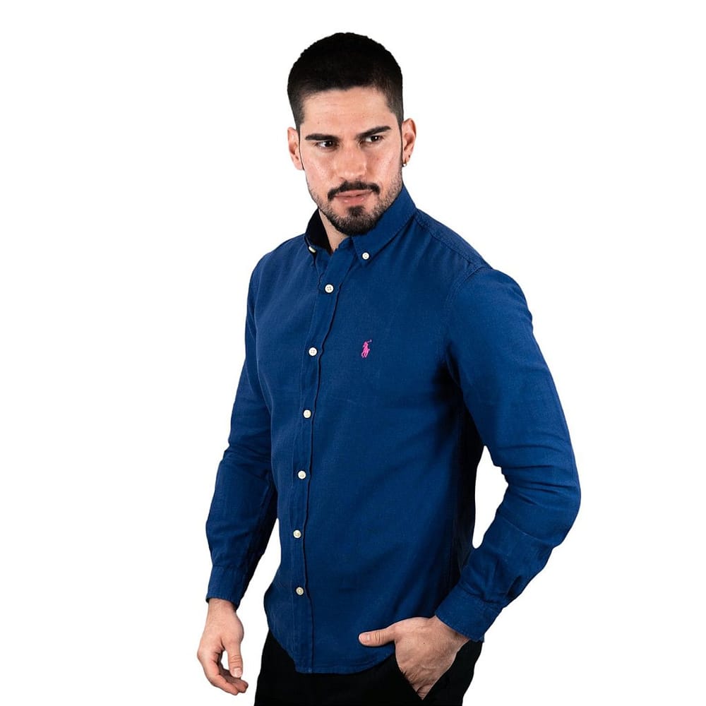 Camisa Azul Oscuro Lino