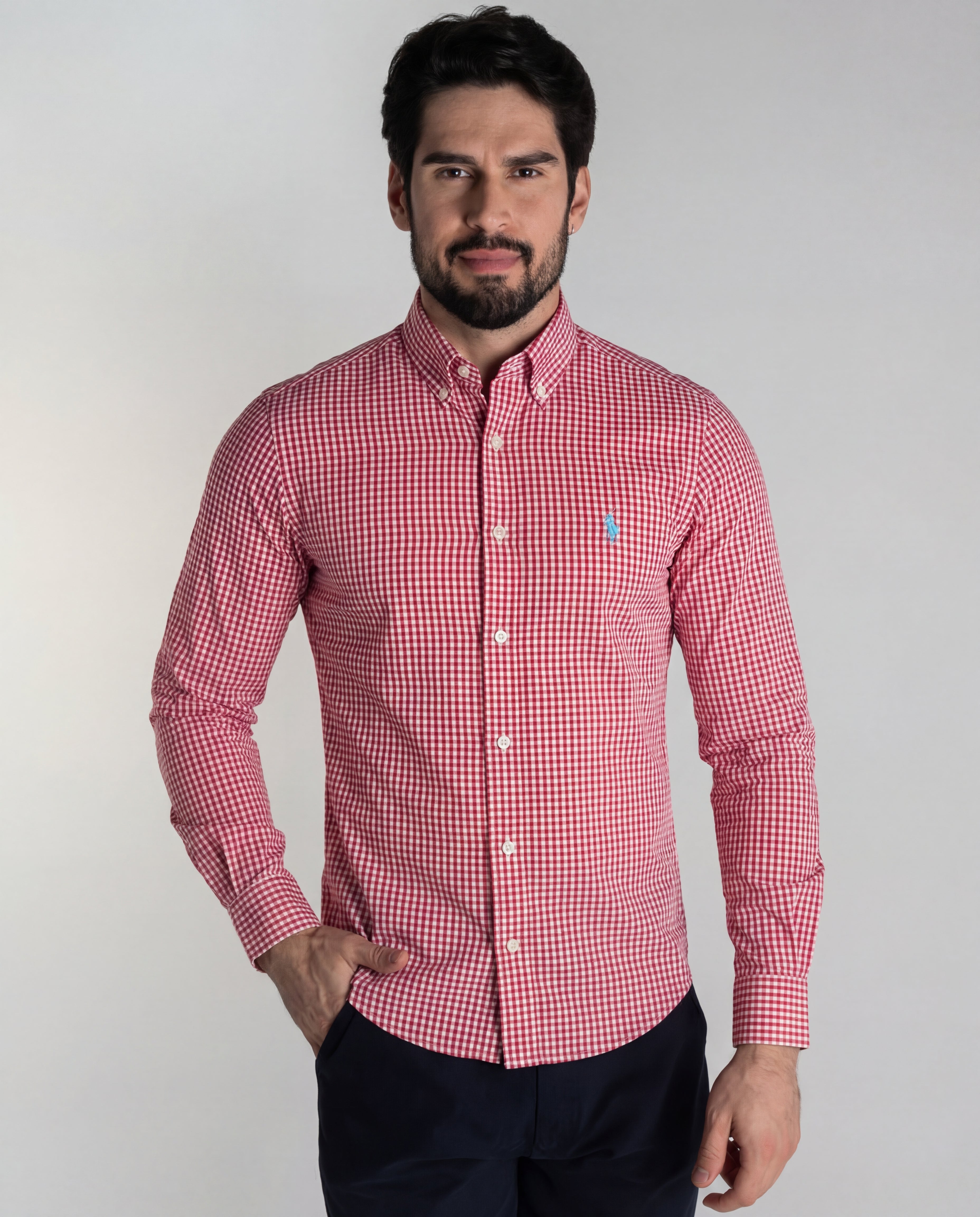 Camisa Hombre Roja A Cuadros