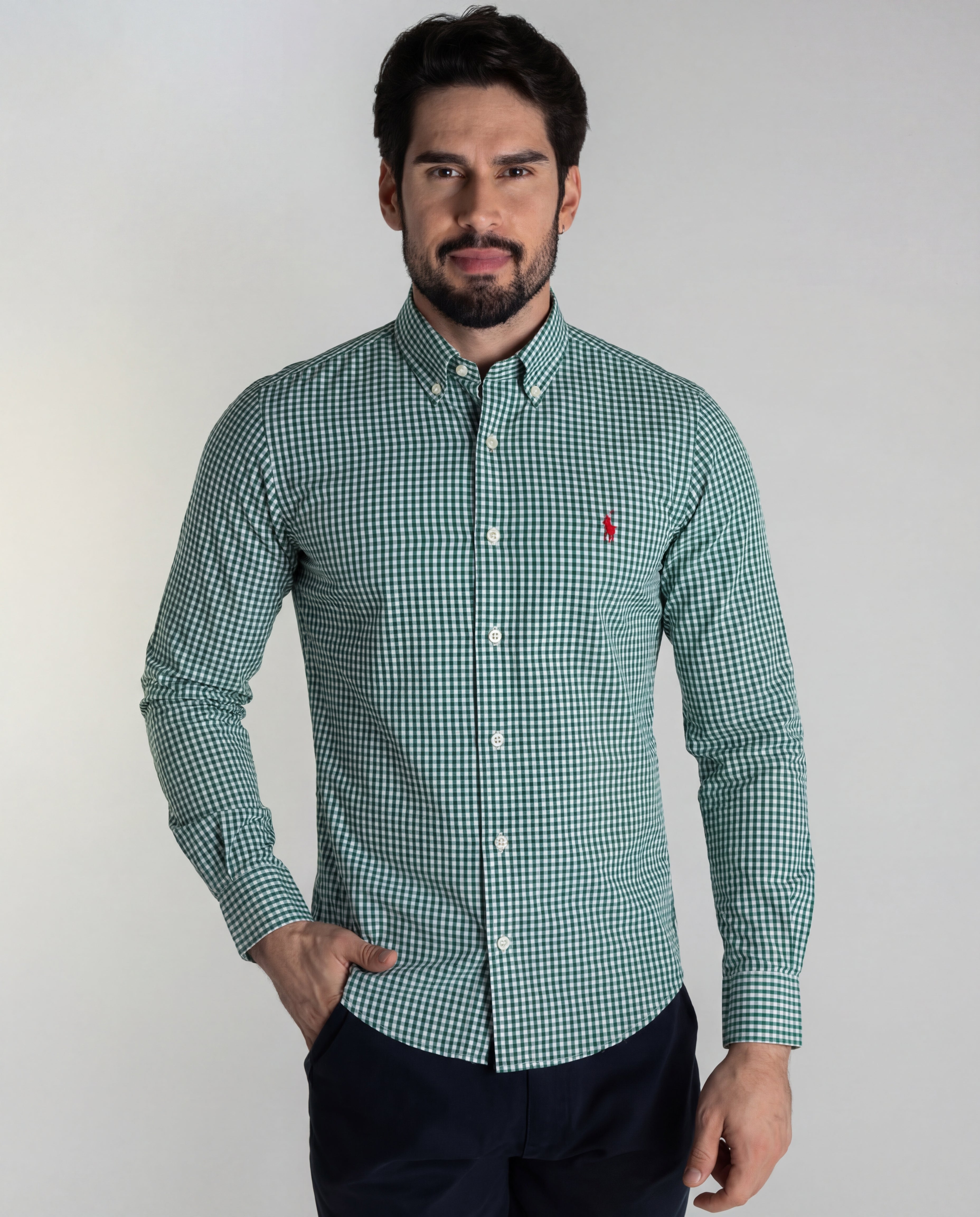 Camisa Hombre Verde A Cuadros