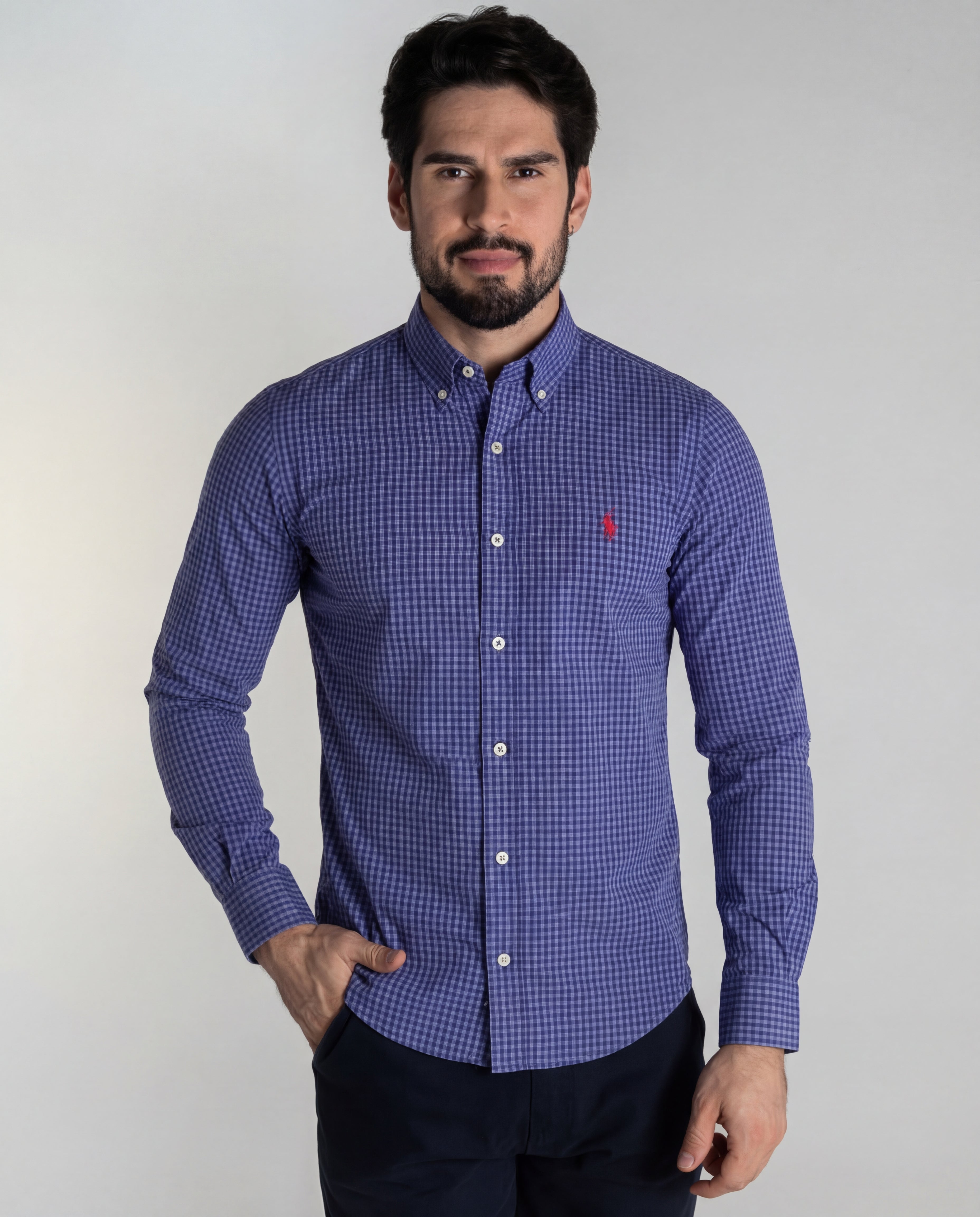 Camisa Hombre Cuadros Azules Combinados