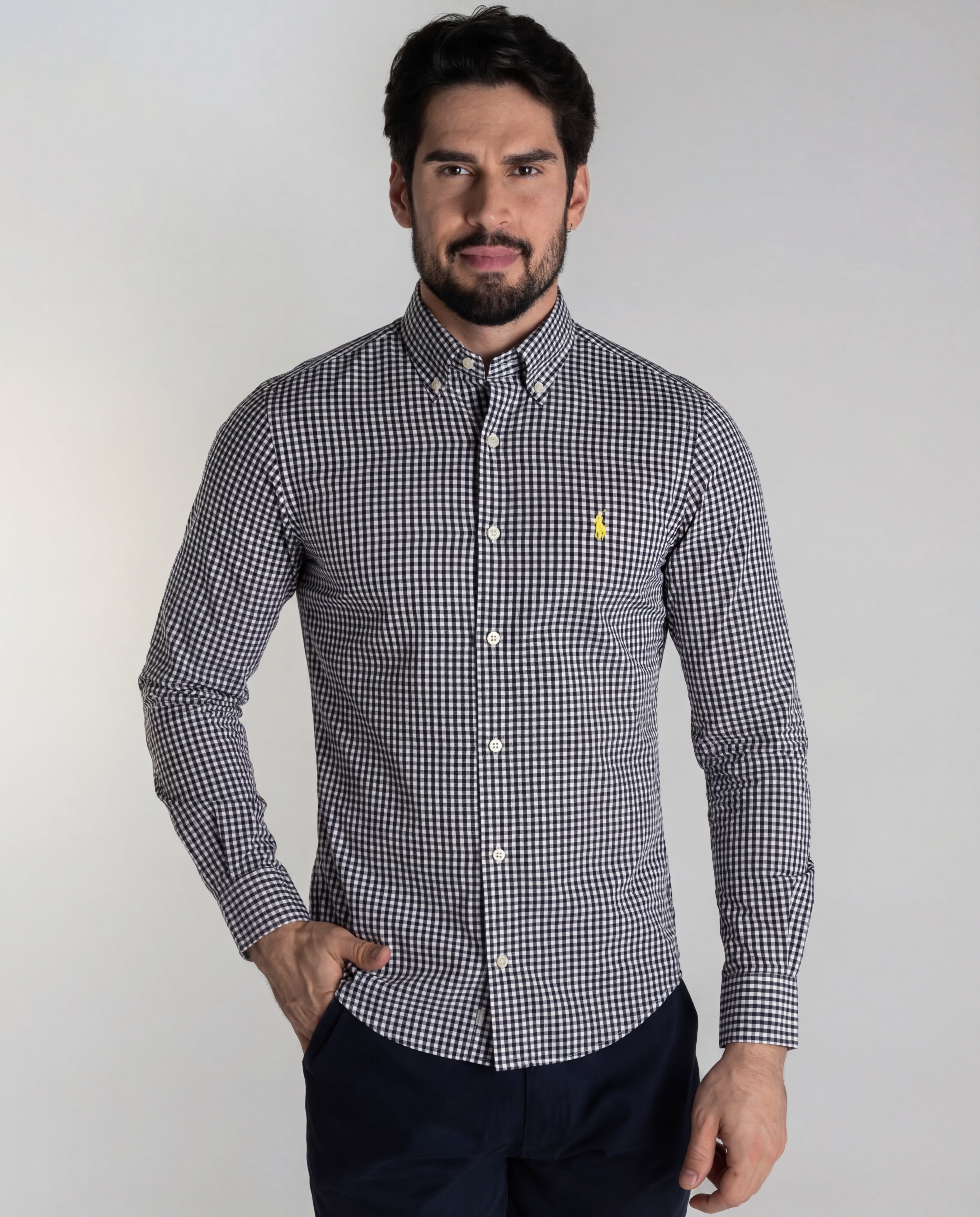 Camisa Hombre Negra A Cuadros
