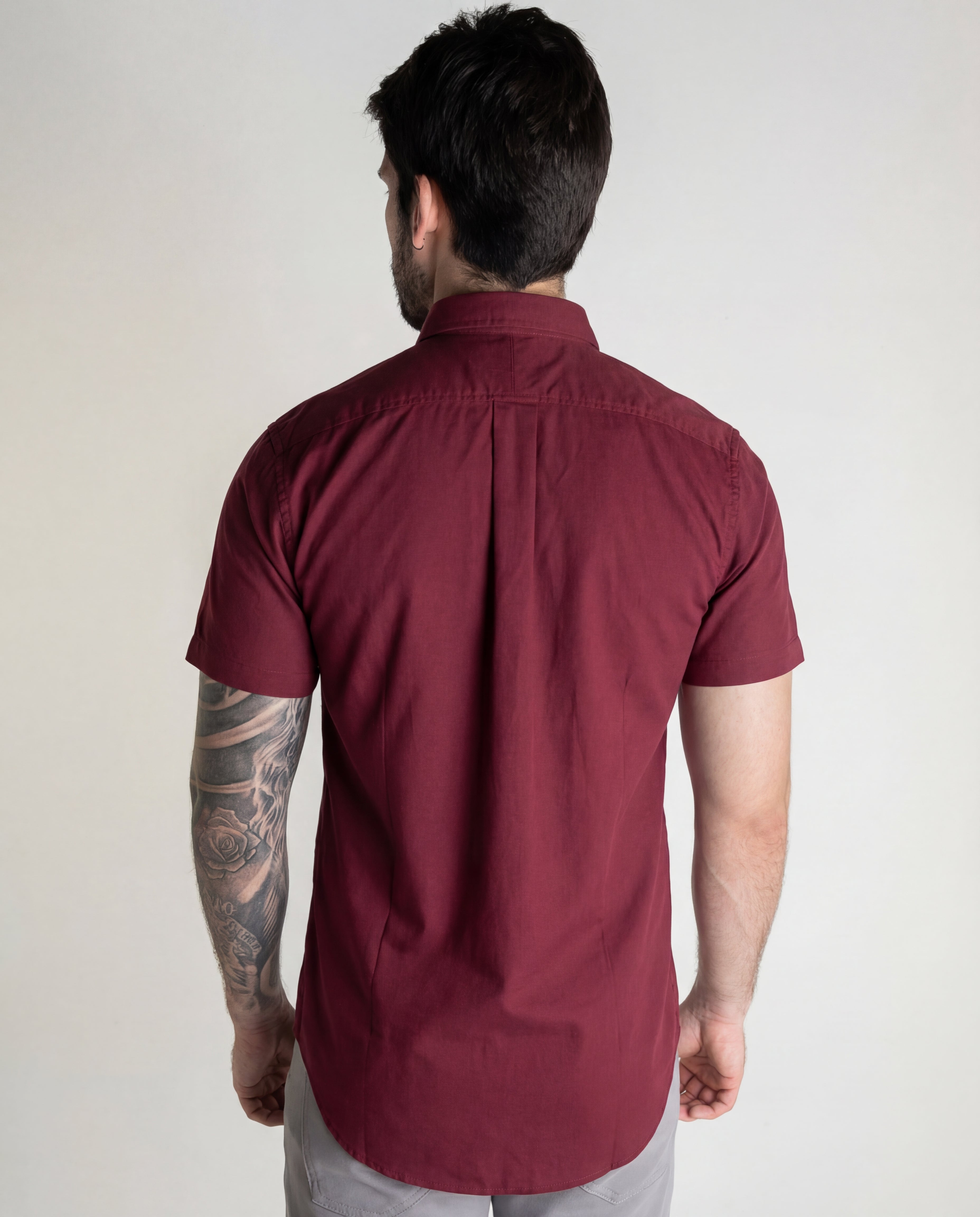 Camisa Hombre Vinotinto Manga Corta Clasica