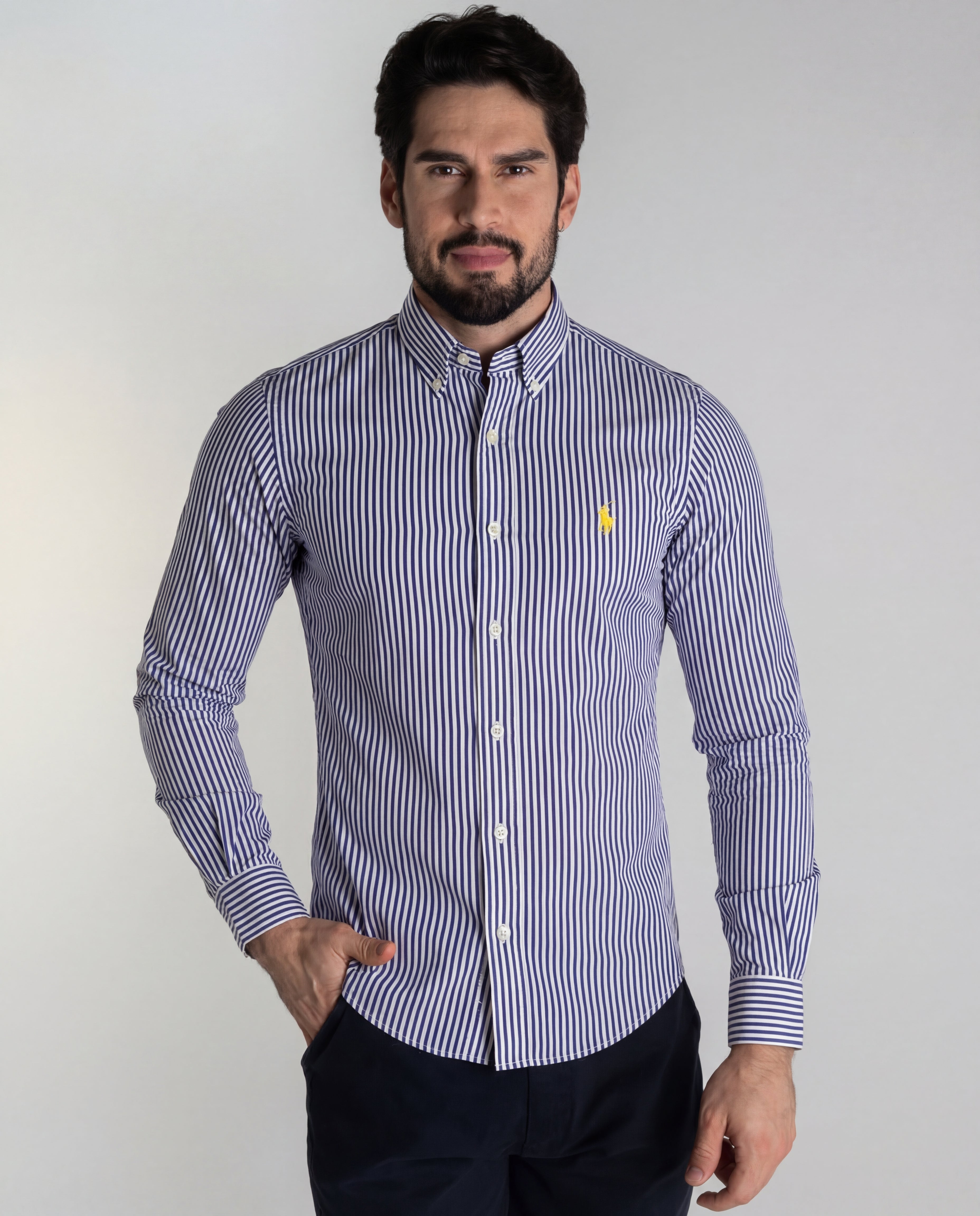 Camisa Hombre Rayas Negras