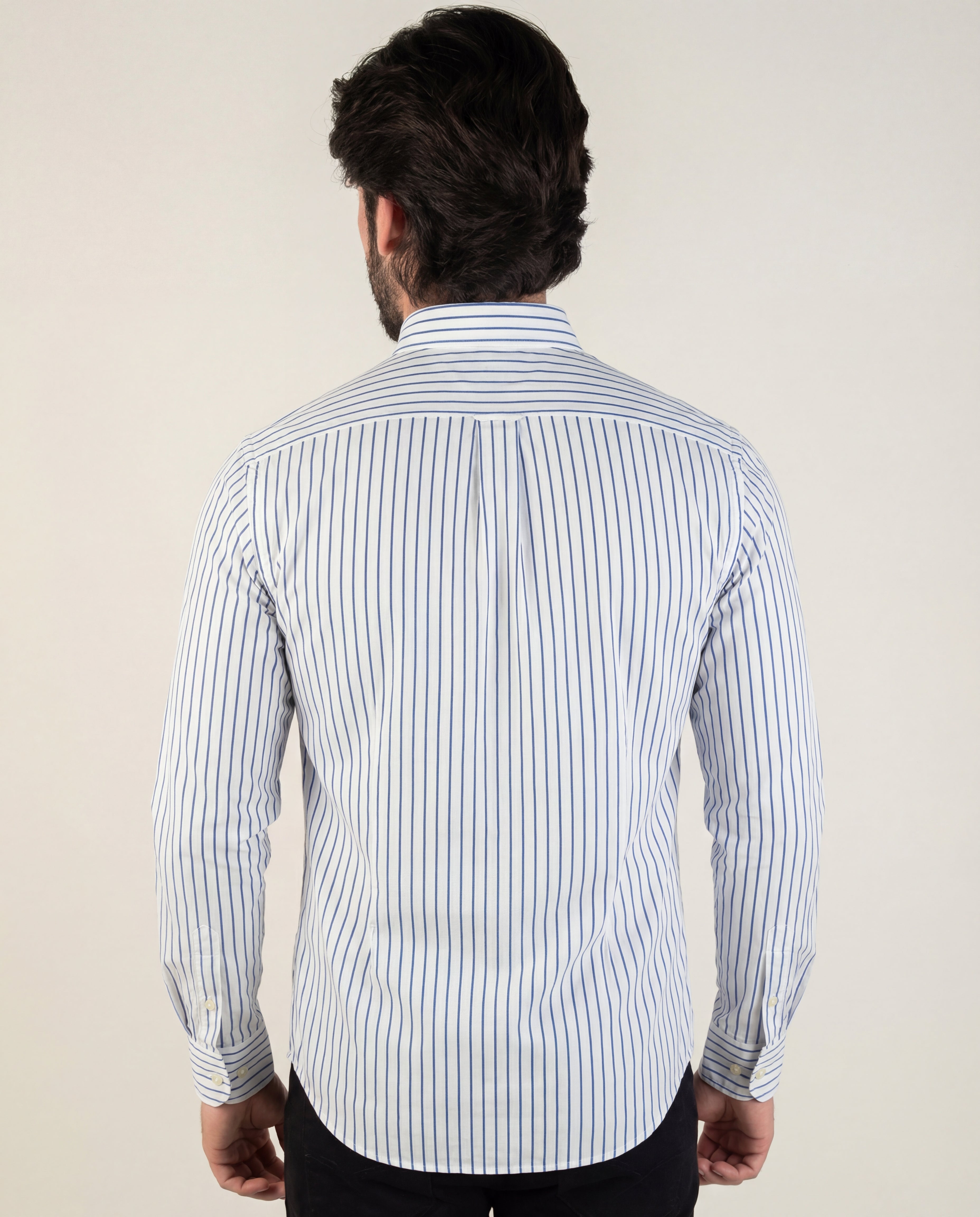 Camisa Hombre Rayas Azul Combinado