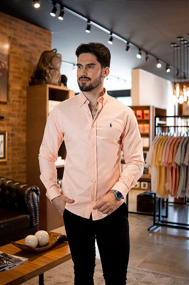 Camisa Hombre Mandarina Clásica