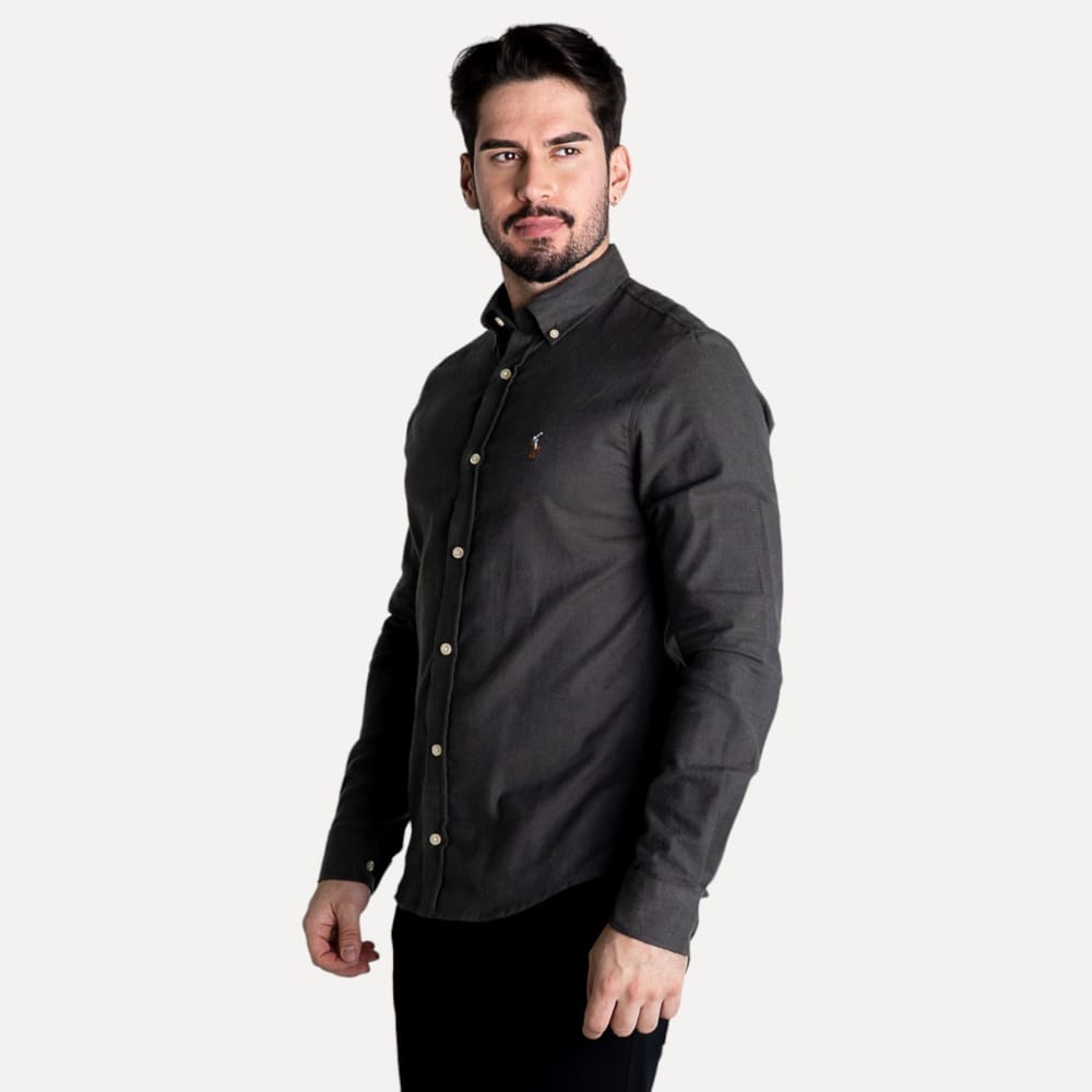 Camisa Hombre Gris oscuro Oxford Rain