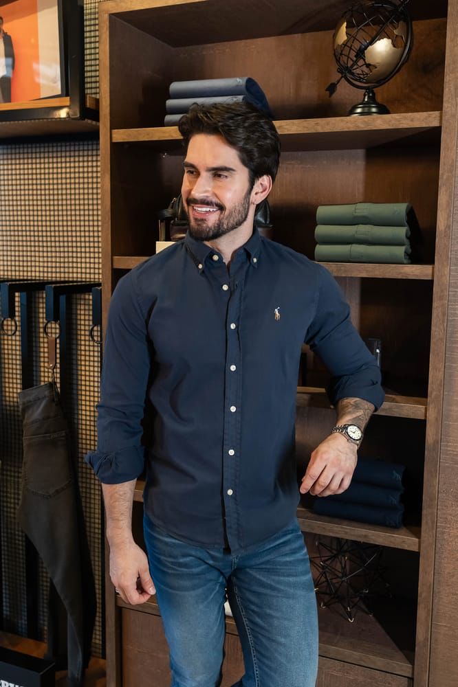 Camisa Hombre Rain Azul Oscuro