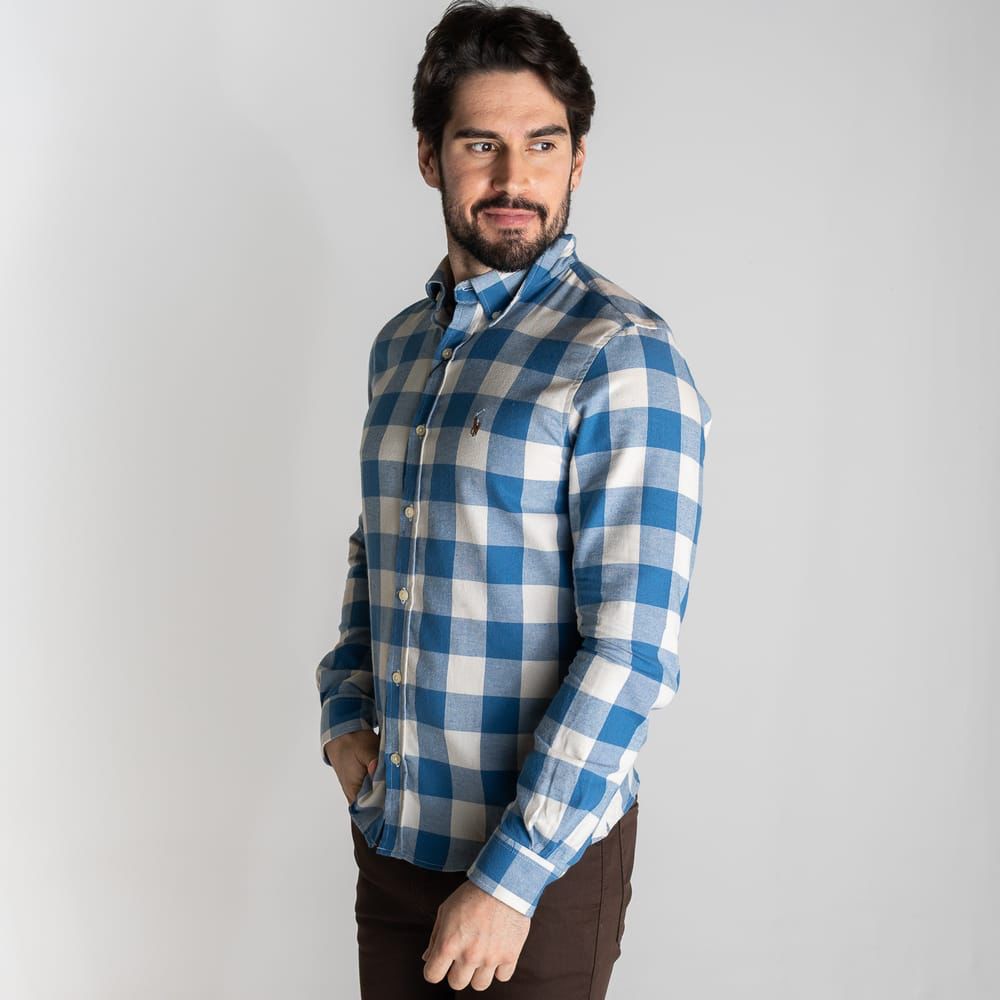 Camisa Hombre Azul a Cuadros Leñadora