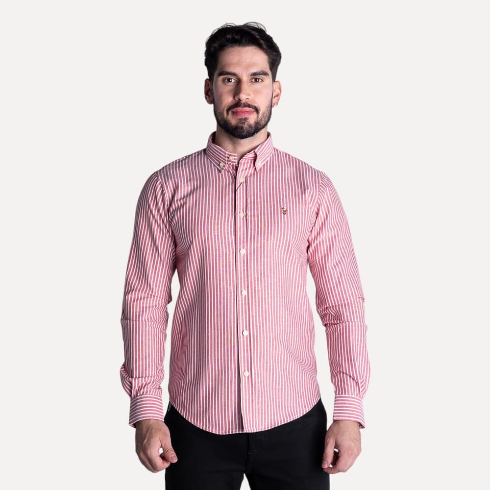 Camisa Hombre Rayas Rojas