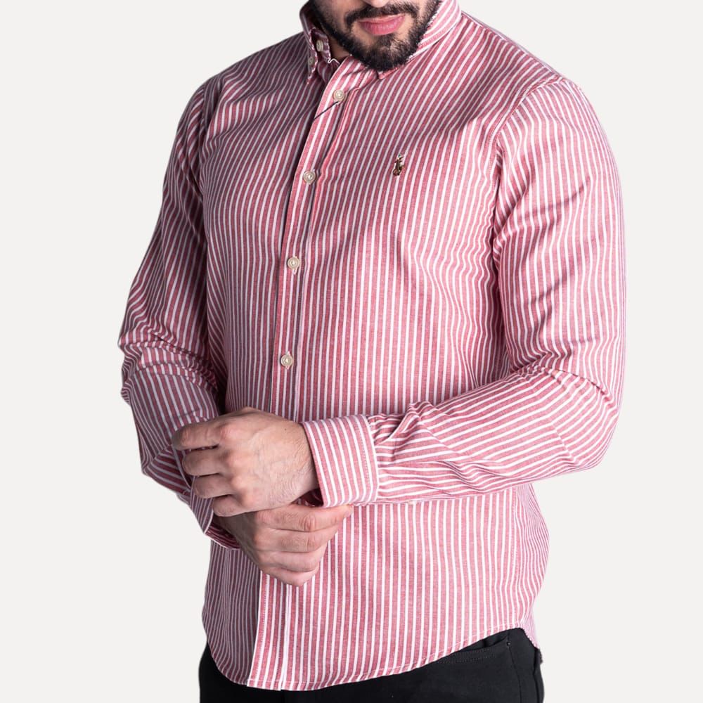Camisa Hombre Rayas Rojas