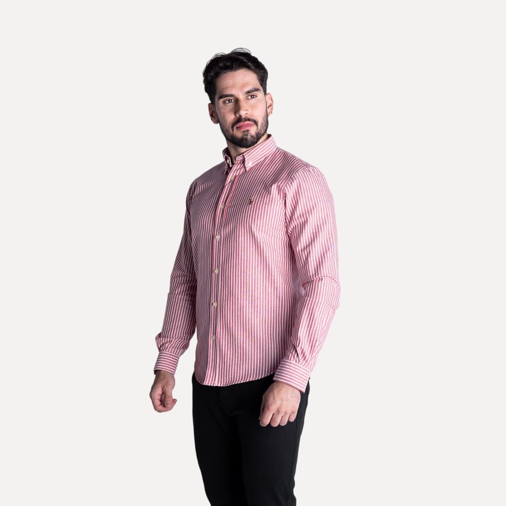 Camisa Hombre Rayas Rojas