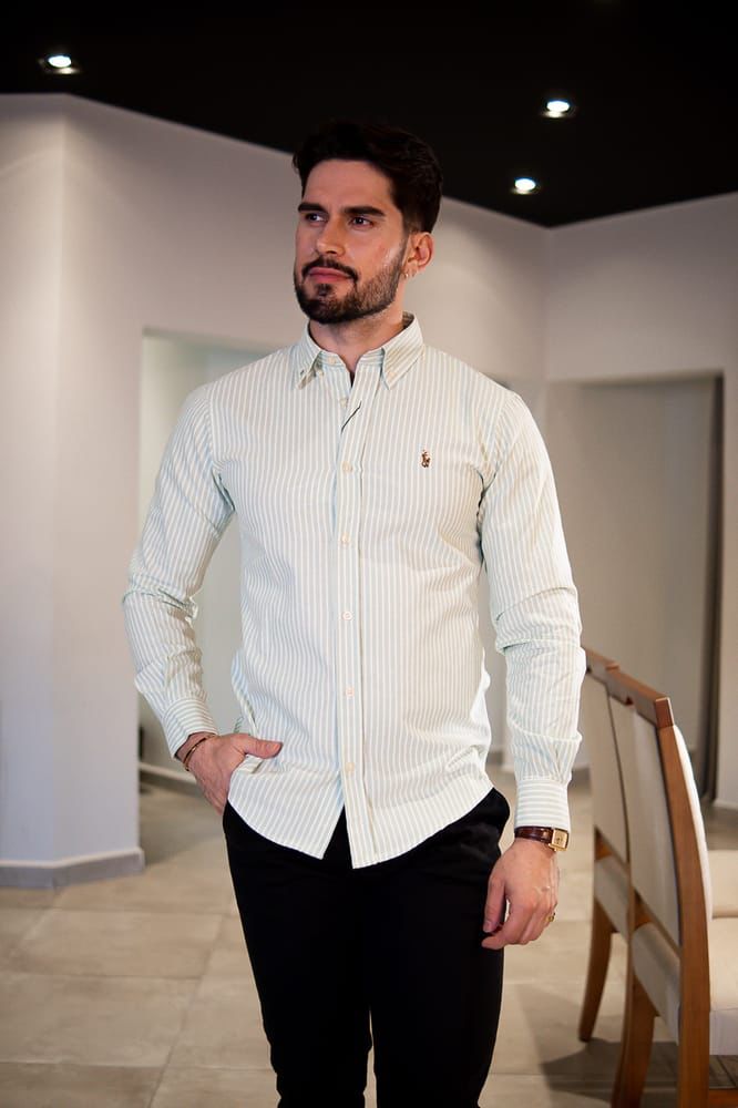 Camisa Hombre Rayas Verdes