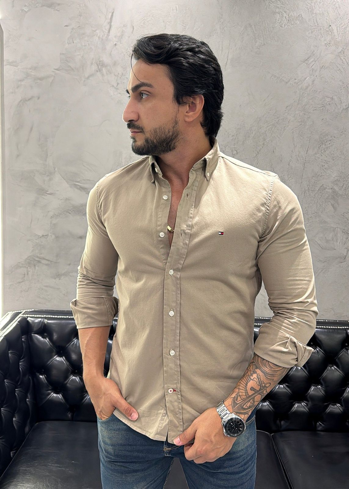 Camisa Hombre Beige TM