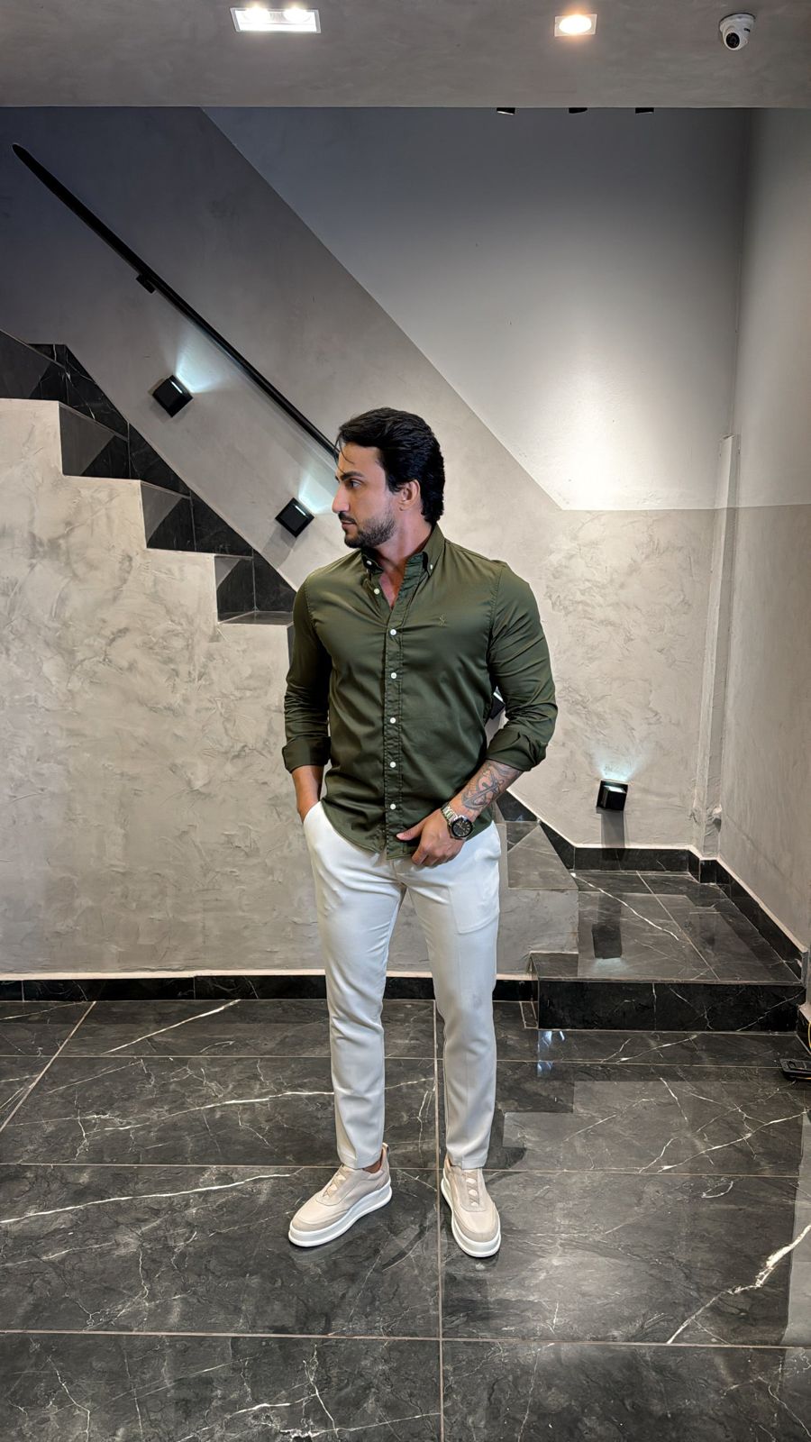 Camisa Hombre Verde Militar Colored