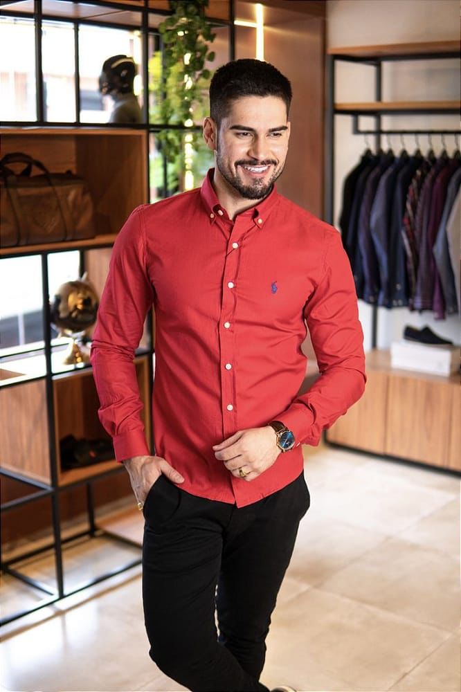 Camisa Hombre Roja Clásica