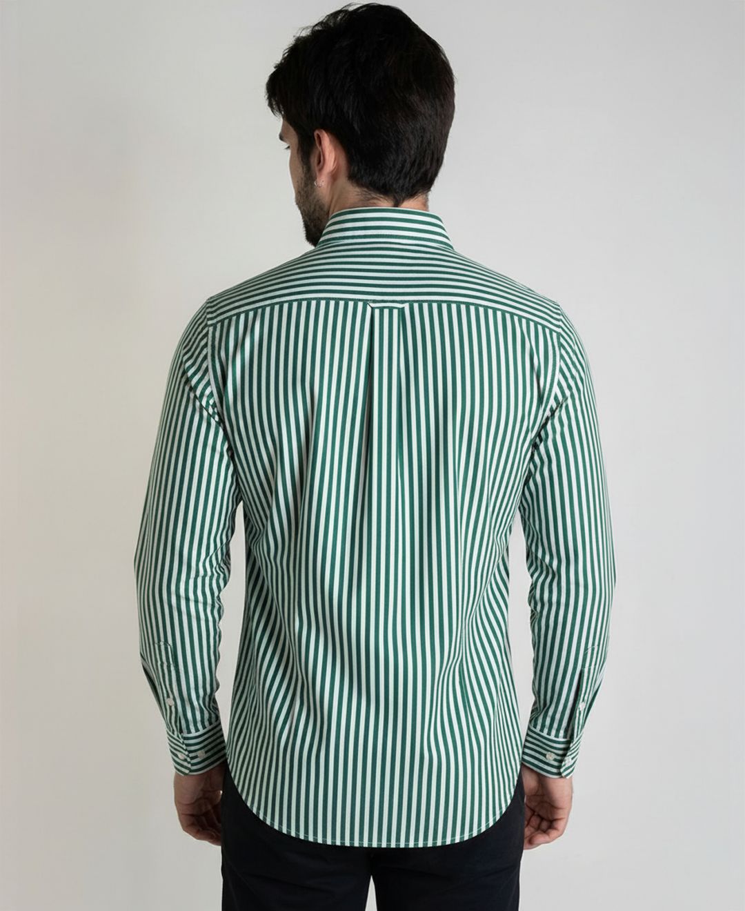 Camisa Hombre Rayas Verdes TM