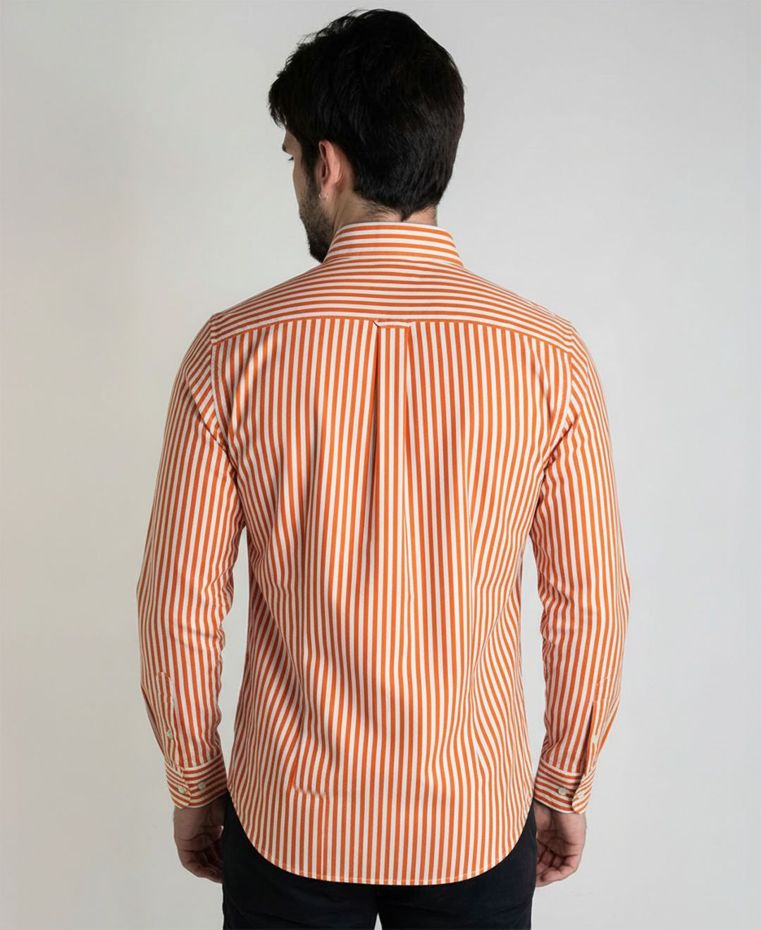 Camisa Hombre Rayas Naranja TM