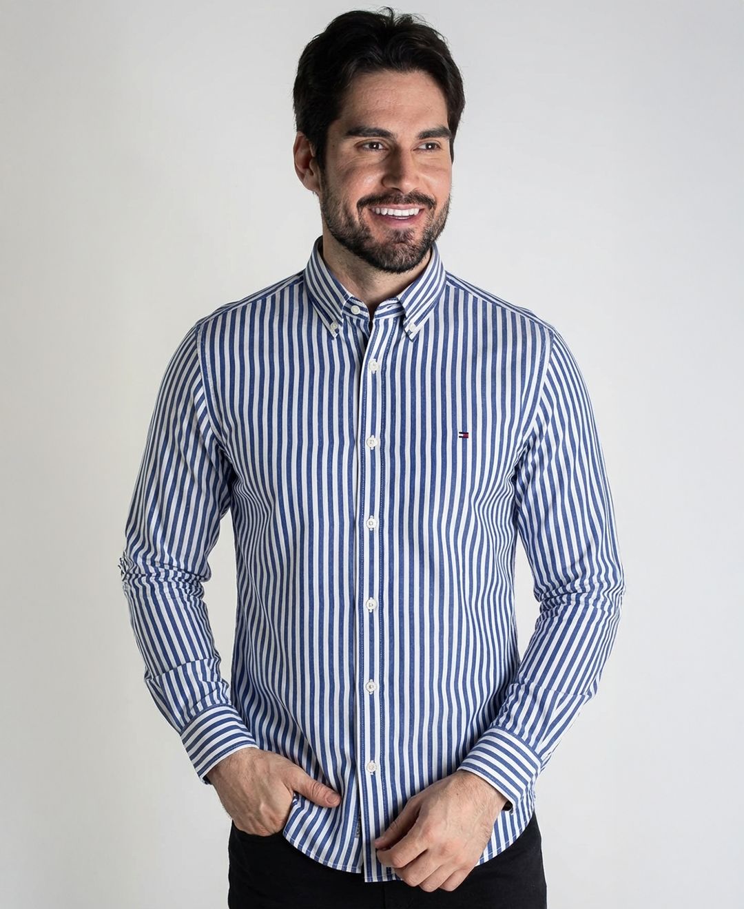 Camisa Hombre Rayas Azules TM