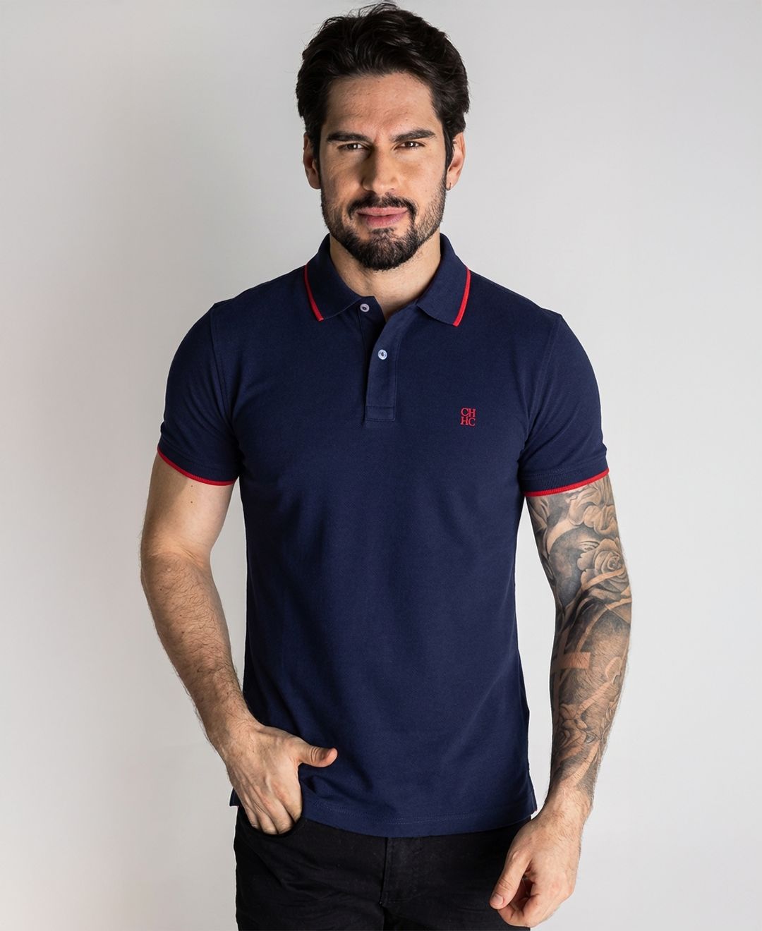 Camiseta Tipo Polo Azul Oscuro CH