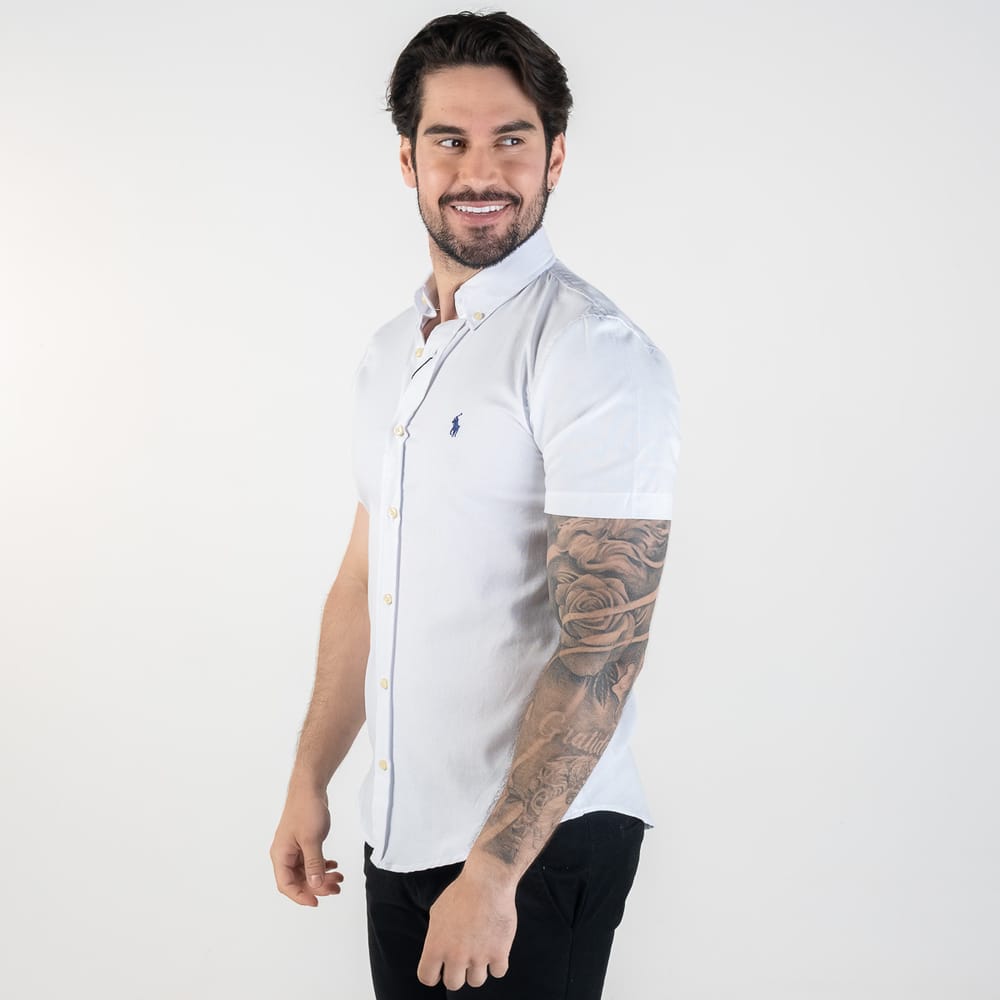 Camisa Hombre Blanca Manga Corta Clasica