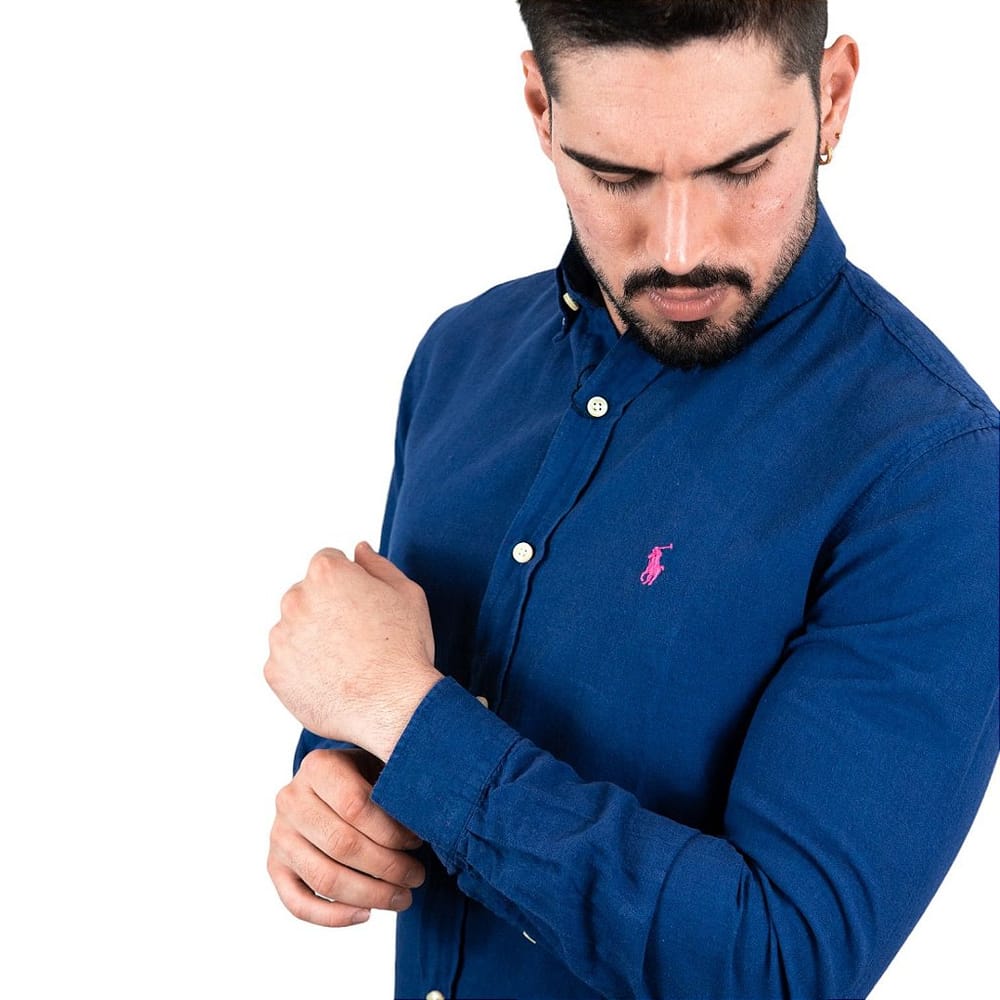 Camisa Azul Oscuro Lino