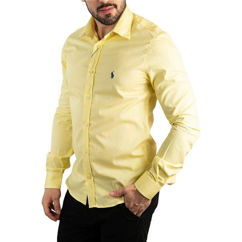 Camisa Hombre Amarilla Clásica