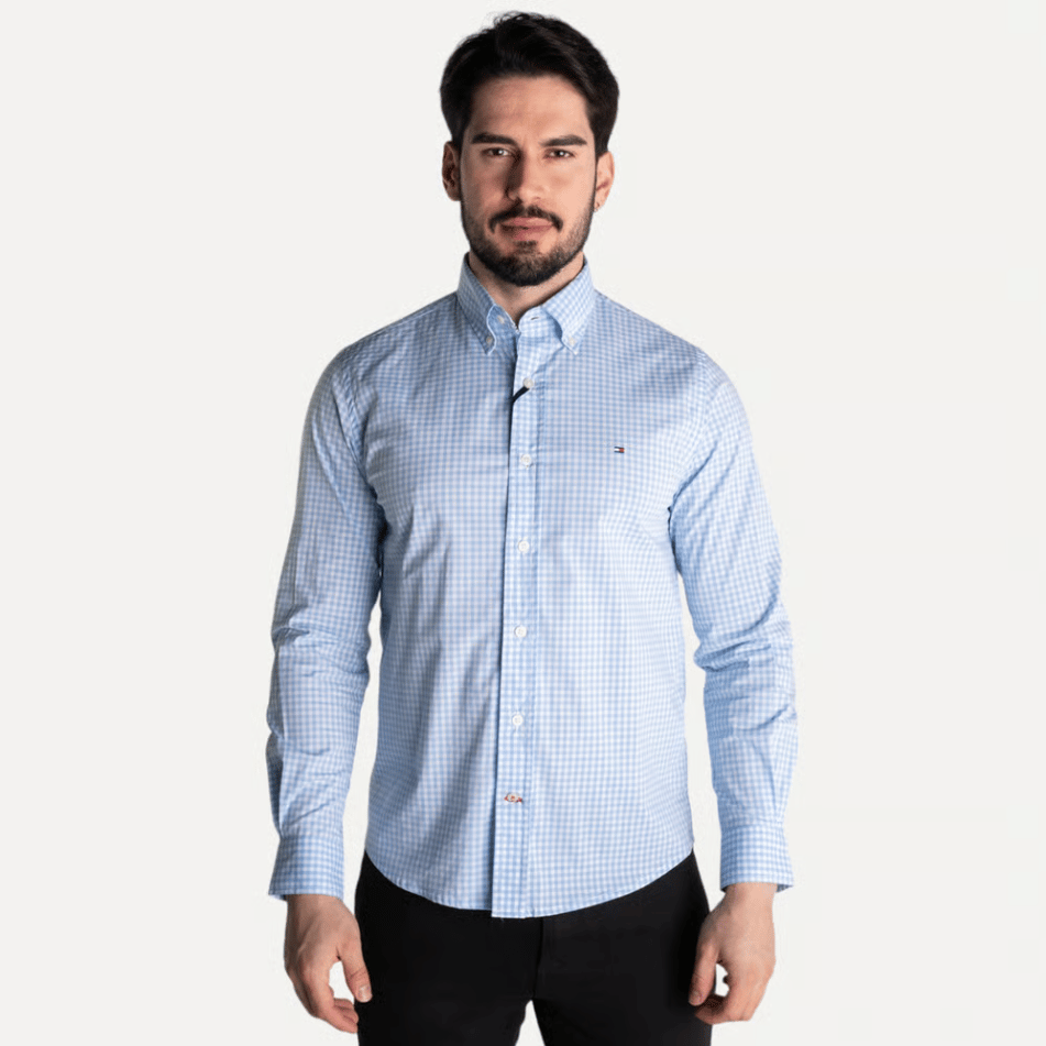 Camisa Hombre azul cielo a Cuadros TM