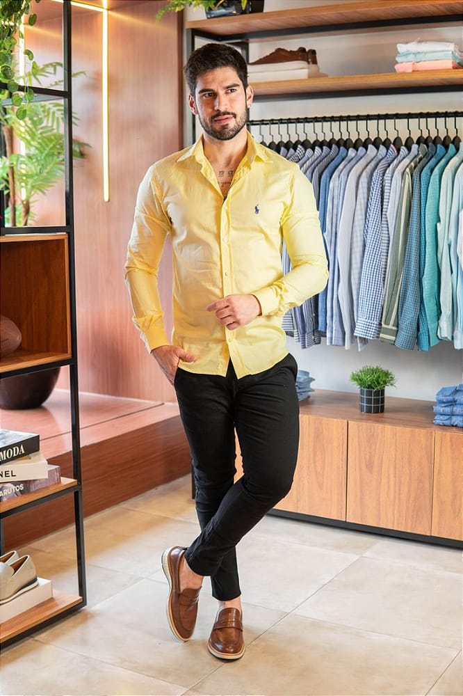 Camisa Hombre Amarilla Clásica - Norva Select