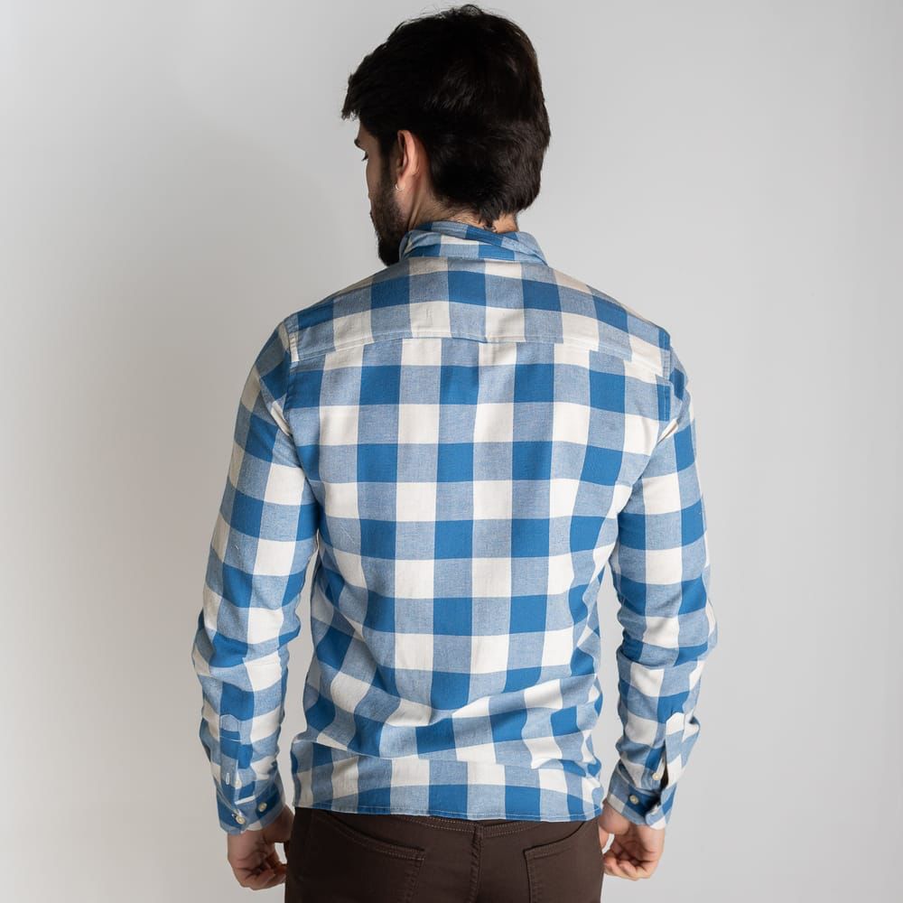 Camisa Hombre Azul a Cuadros Leñadora - Norva Select
