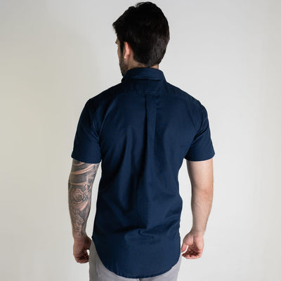 Camisa Hombre Azul Oscuro Manga Corta Rain - Norva Select