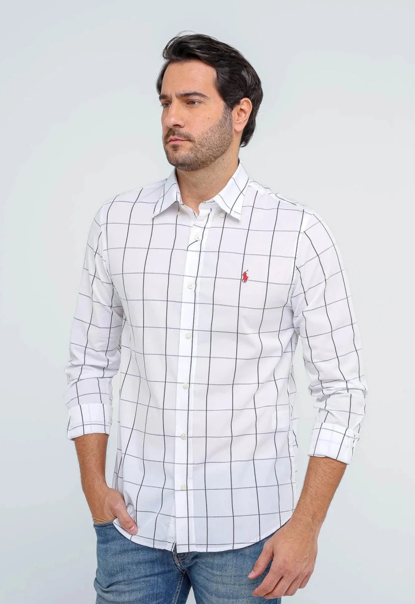 Camisa Hombre Blanco a Cuadros Grandes - Norva Select