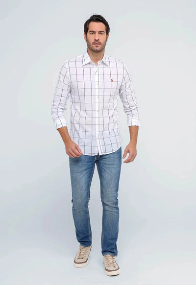 Camisa Hombre Blanco a Cuadros Grandes - Norva Select