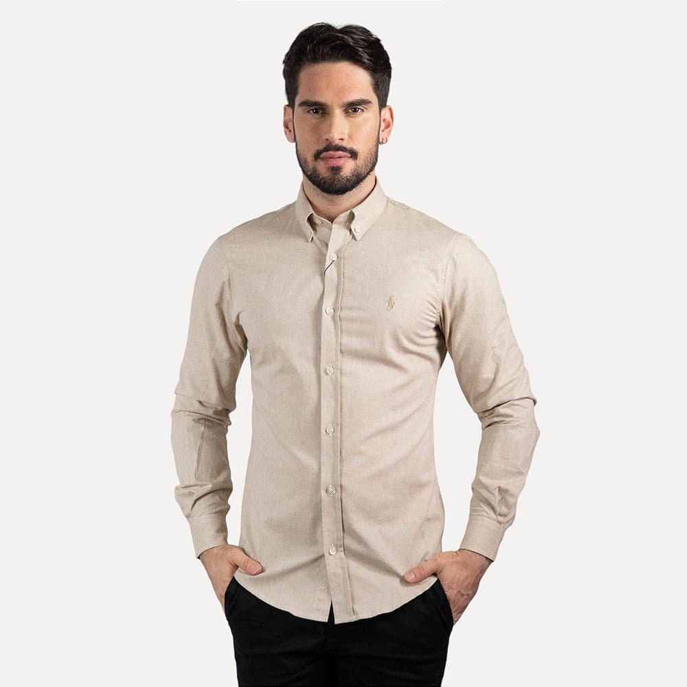 Camisa Hombre Clasica Beige - Norva Select