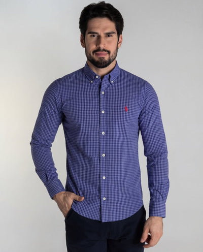 Camisa Hombre Cuadros Azules Combinados - Norva Select
