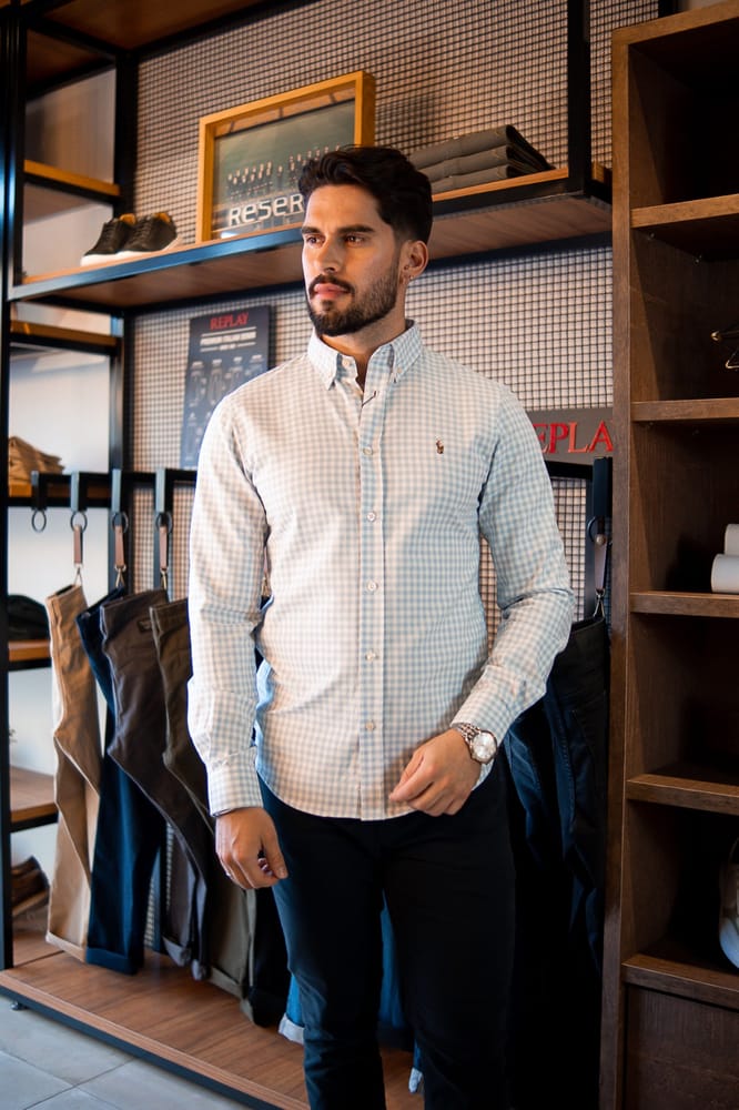 Camisa Hombre Cuadros Azules Grandes - Norva Select