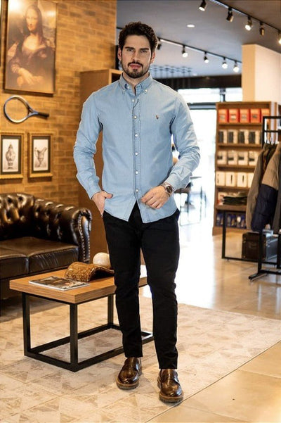 Camisa Hombre Indigo Claro (Jean) - Norva Select