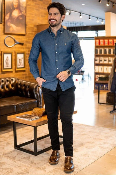 Camisa Hombre Indigo (Jean) - Norva Select