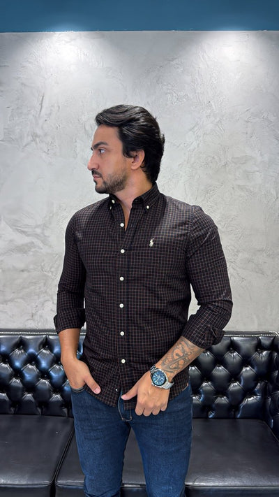 Camisa Hombre Marron a Cuadros Combinados - Norva Select