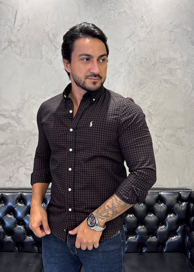Camisa Hombre Marron a Cuadros Combinados - Norva Select