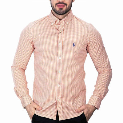 Camisa Hombre Naranja a Cuadros Clasica - Norva Select