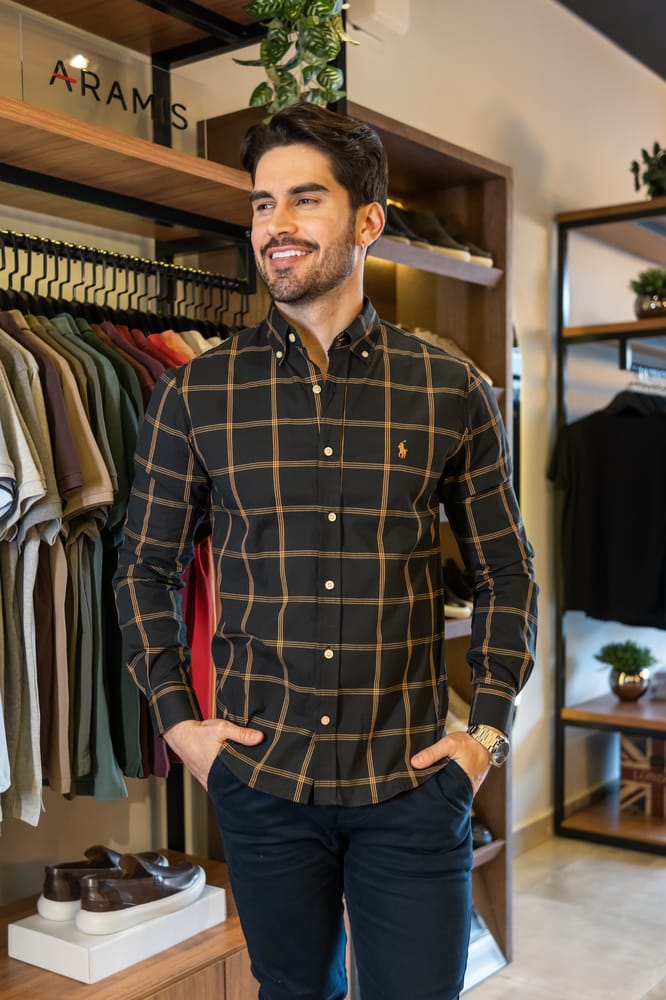 Camisa Hombre negra a Cuadros Grandes Combinados - Norva Select