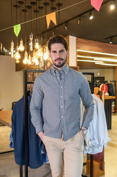 Camisa Hombre Negra a Cuadros TM - Norva Select