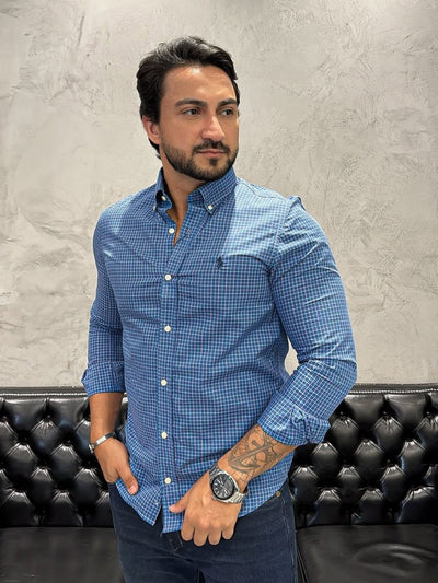 Camisa Hombre Petroleo a Cuadros Combinados - Norva Select