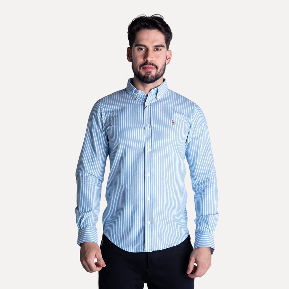 Camisa Hombre Rayas Azules Rain - Norva Select