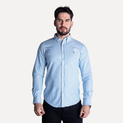 Camisa Hombre Rayas Azules Rain - Norva Select