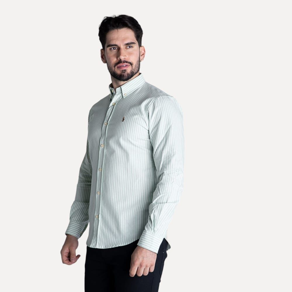 Camisa Hombre Rayas Verdes - Norva Select