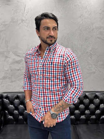 Camisa Hombre Roja a Cuadros Combinados - Norva Select